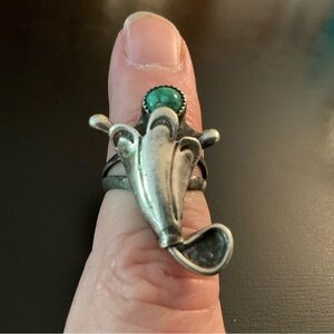 Silver and Green Statement Ring